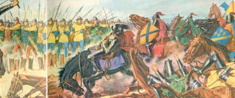 La charge des chevaliers à la bataille de Crécy