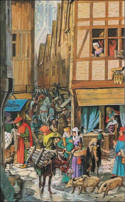 Crieurs dans les rues au Moyen Âge
