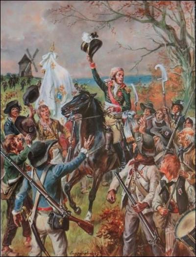 Le général Quétineau ne résiste pas a la ruée furieuse de La Rochejaquelein et de ses 3000 hommes qui ne disposent pourtant que de quelques dizaines de fusils de chasse.